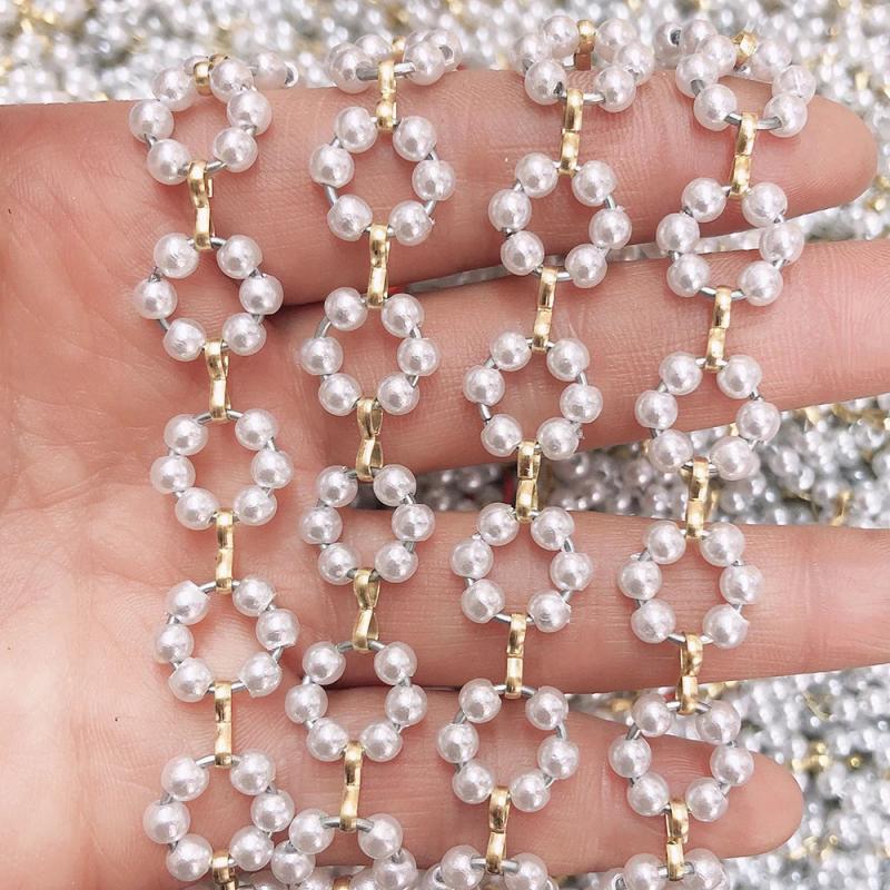 1M ABS Pearl Flower Chain Beaded Copper Chains Jewelry Making