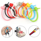 10Pcs Silicone Clasps Reusable Cable Ties Crafts Fasten Keychain Bag Bundle