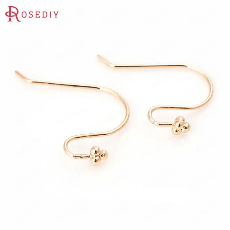 12PCS 23x13.5MM High Champagne Plated Brass Earrings Hooks