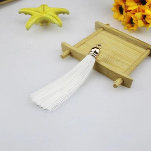 10pcs 80mm Silky Fringe Tassel Caps DIY Accessories Jewelry Garment Craft