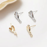 4PCS Heart Ear Studs Earrings 14k Plated 9*19mm