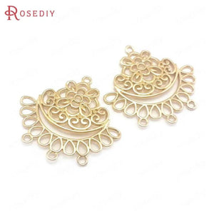 10PCS 27x28MM High Champagne Brass Earrings Connect Charms Pendants