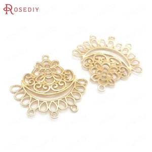 10PCS 27x28MM High Champagne Brass Earrings Connect Charms Pendants