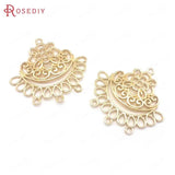 10PCS 27x28MM High Champagne Brass Earrings Connect Charms Pendants