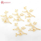 2PCS 60*70MM 24K Brass Flower Tree Branch Pins DIY Jewelry Findings