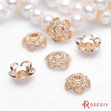 20PCS 9MM Champagne Brass Flower Beads Caps Jewelry Making Findings
