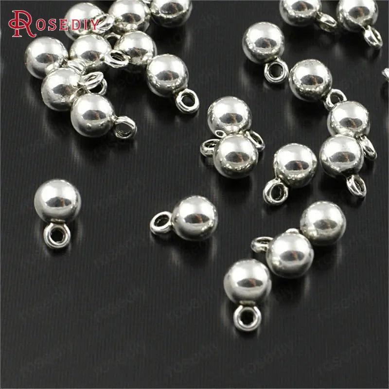 200PCS Antique Zinc Alloy 4MM Round Ball Charms Chains End Beads