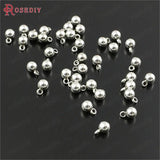 200PCS Antique Zinc Alloy 4MM Round Ball Charms Chains End Beads