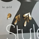 DIY Copper Plated 18K Leaf Textured Earrings Jewelry Pendant