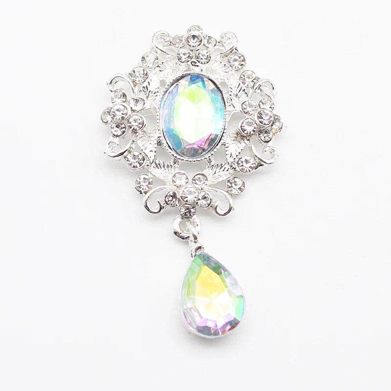 5Pcs Silver Flat Bottom Rhinestone Alloy Wedding Jewelry Decoration