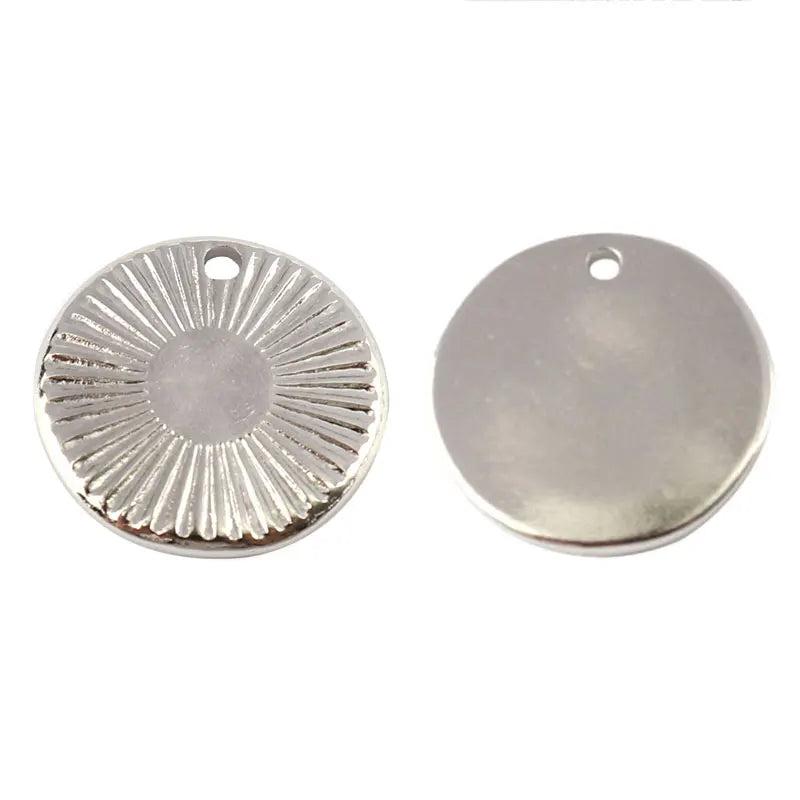 5pcs Stainless Steel Round Charms Geometric Pendants Necklace DIY Findings