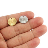 5pcs Stainless Steel Round Charms Geometric Pendants Necklace DIY Findings