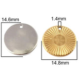5pcs Stainless Steel Round Charms Geometric Pendants Necklace DIY Findings