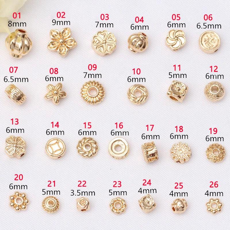 20pcs 14K Plated Copper Round Flower End Beads Caps Mix Spacer Beads