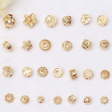 20pcs 14K Plated Copper Round Flower End Beads Caps Mix Spacer Beads