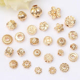 20pcs 14K Plated Copper Round Flower End Beads Caps Mix Spacer Beads