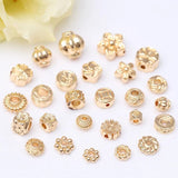 20pcs 14K Plated Copper Round Flower End Beads Caps Mix Spacer Beads