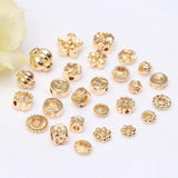 20pcs 14K Plated Copper Round Flower End Beads Caps Mix Spacer Beads