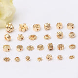 20pcs 14K Plated Copper Round Flower End Beads Caps Mix Spacer Beads