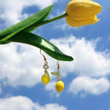 4PCS Lemon Shape Glass Beads for Jewelry Making Diy Earrings Bracelet