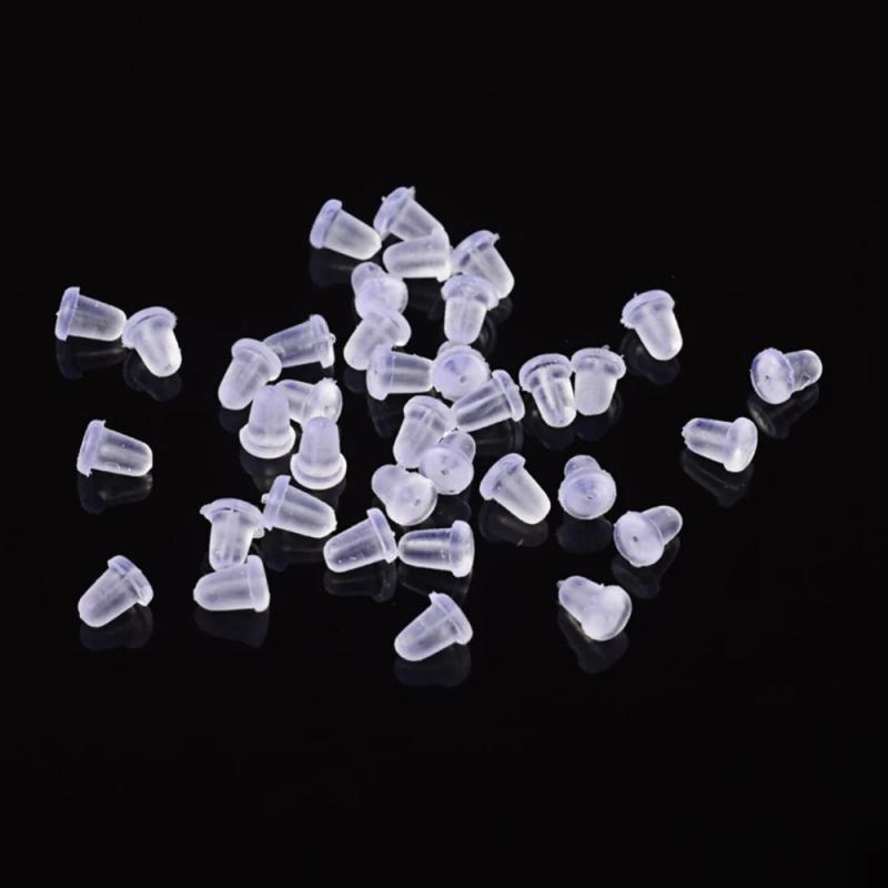 500pc Clear Ear Nut Earrings DIY Jewelry Plastic Earring Back 5x5x4mm F60