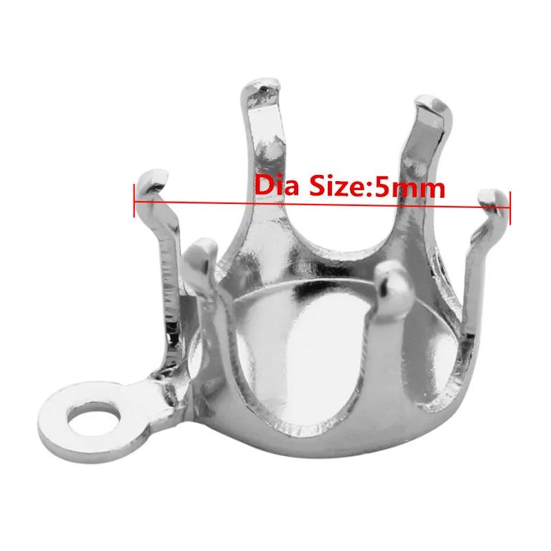 100pcs Copper Silver Claw Setting Base Clasps 5-12mm DIY Pendant F