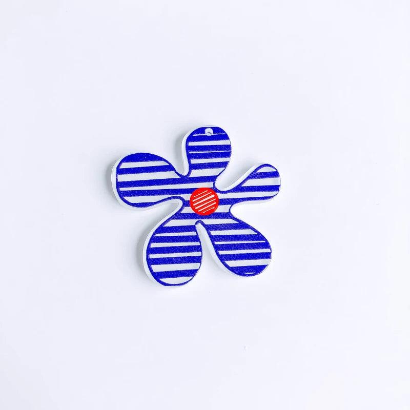 Acrylic Resin Flower Eardrop Pendant Charms 8pcs
