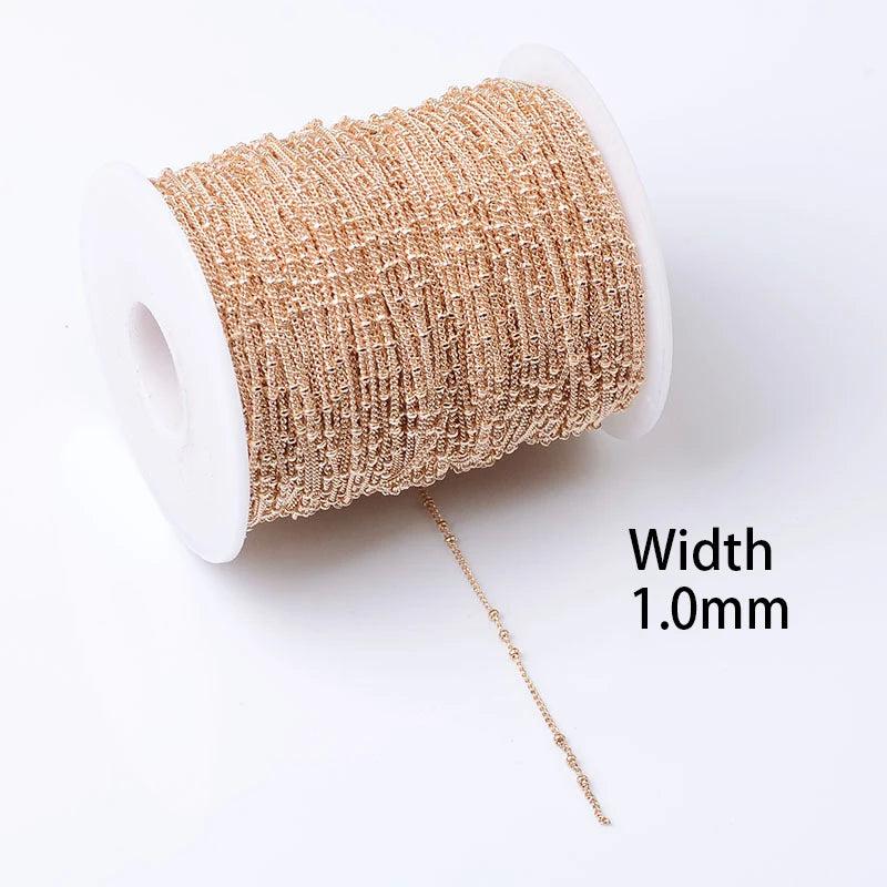 5M KC Plated Necklace Chain Raw Brass Metal Beads Chains for DIY Jewelry Making