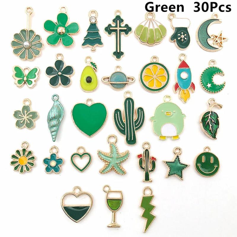 30/50pcs Enamel Charms Animals Flower DIY Neacklace Bracelet Jewelry Making