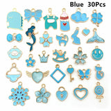 30/50pcs Enamel Charms Animals Flower DIY Neacklace Bracelet Jewelry Making