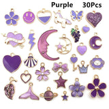 30/50pcs Enamel Charms Animals Flower DIY Neacklace Bracelet Jewelry Making