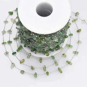1M Stainless Steel Cable Green Aventurine Chip Gravel Chain