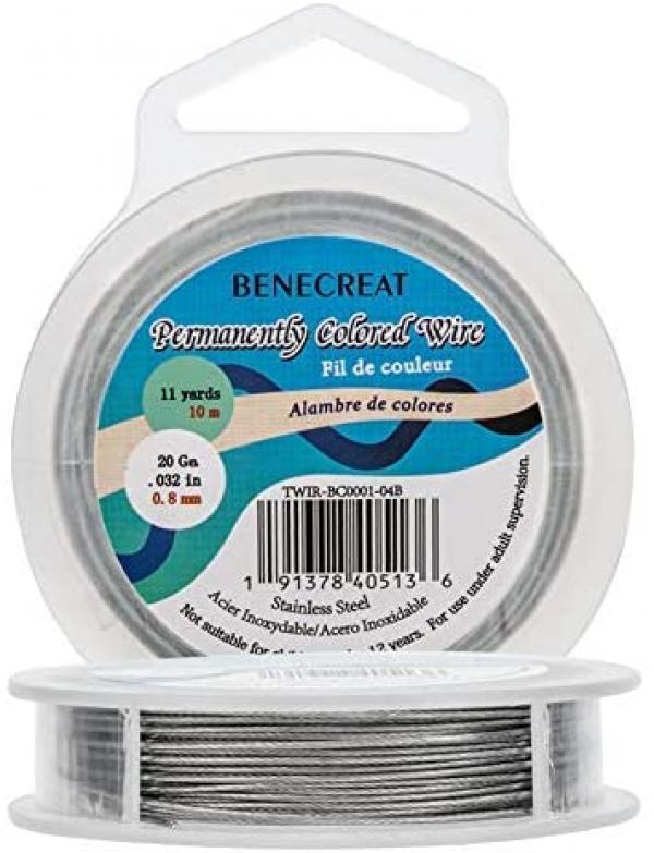 33FT 0.03in LightGrey Bead String Wire Nylon Coated Stainless Steel