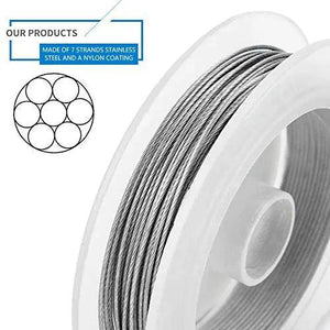 33FT 0.03in LightGrey Bead String Wire Nylon Coated Stainless Steel