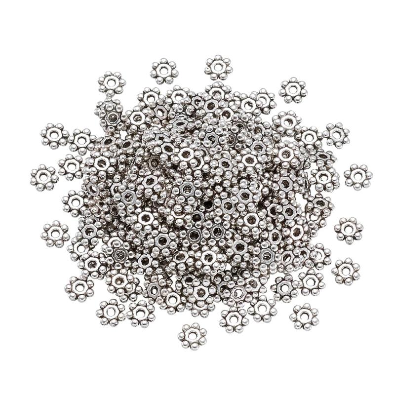500pcs Tibetan Silver Daisy Spacer Beads for Jewelry Making