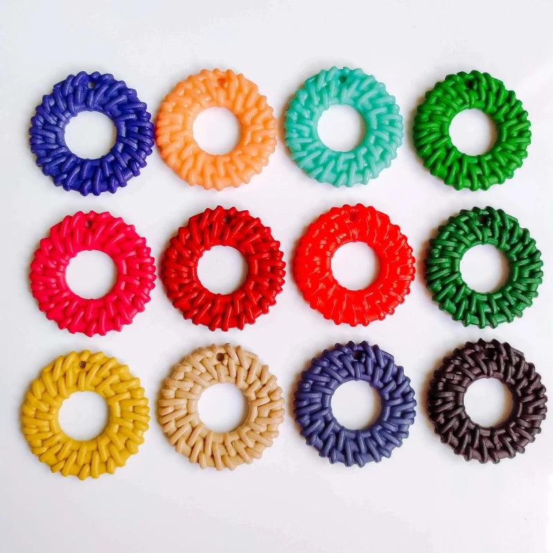 Circular Weave Acrylic Pendant Earrings DIY Jewelry Finding 10pcs