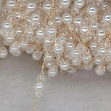 6mm Pearl Beaded Copper Chain Crystal Beads Cable Chain