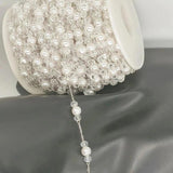 6mm Pearl Beaded Copper Chain Crystal Beads Cable Chain