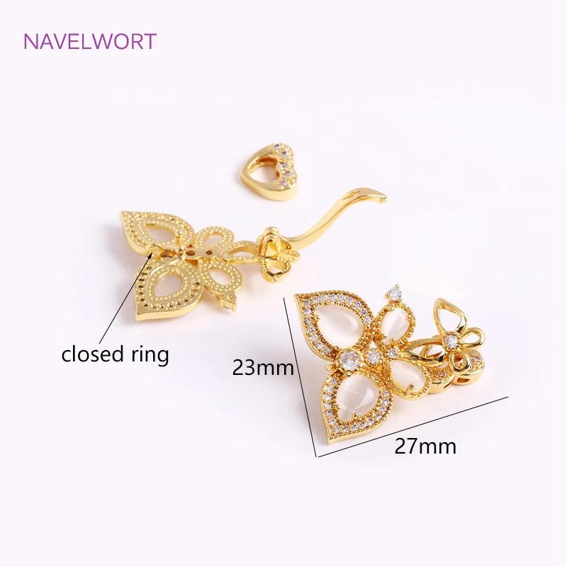 18K Butterfly Pearl Clasps, Zircon Inlaid, Jewelry Materials