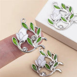 10Pcs Flowers Green Leaves Charms Pendent DIY Jewelry Making Accessories