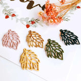 Multicolor Hollow Leaves Earring Accessories Necklace Pendant Charms 6pcs