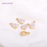 Teardrop Charms for Earring Making, 18K Plated, CZ Pendants