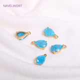 Teardrop Charms for Earring Making, 18K Plated, CZ Pendants