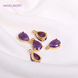 Teardrop Charms for Earring Making, 18K Plated, CZ Pendants