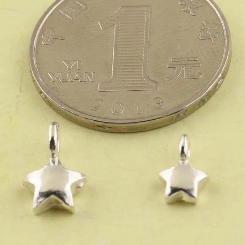 2pcs 925 Silver Pentagram Pendant for DIY Jewelry Making