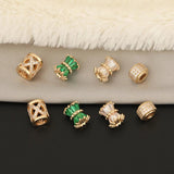 4Pcs CZ Cylinder Charms for DIY Jewelry Making