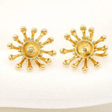 4PCS 11MM 14K Brass Flower Stud Earrings Pins DIY Jewelry Making Supplies