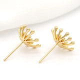 4PCS 11MM 14K Brass Flower Stud Earrings Pins DIY Jewelry Making Supplies