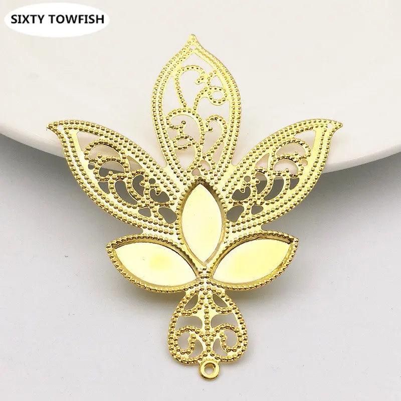20Pcs Antique Bronze Metal Filigree Flowers Charms Base Setting Jewelry DIY