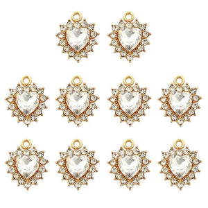 10Pcs Crystal Rhinestone Love Pendant for Earrings DIY Jewelry